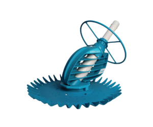 a blue and white swimming pool cleaner