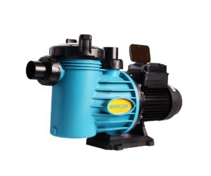 a blue and black water pump