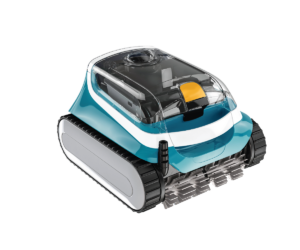 a blue and white robot